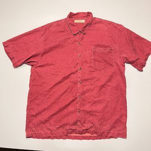 Tommy Bahama 100% Silk Button Down Shirt Size 2XL Hawaiian Vintage Short sleeve